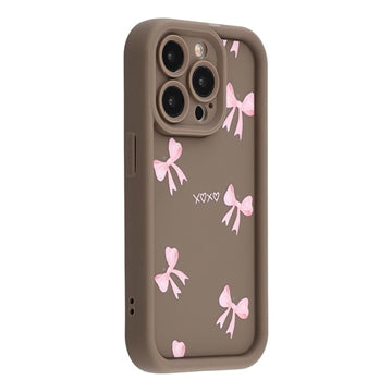 iPhone 14 Pro Stilfuldt stødsikkert TPU cover med forhøjede kanter - Brun / Sløjfe