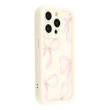 iPhone 14 Pro Stilfuldt stødsikkert TPU cover med forhøjede kanter - hvid / stor sløjfe