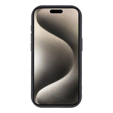 iPhone 15 Pro Max Stilfuldt stødsikkert TPU cover med forhøjede kanter - sort / stor sløjfe
