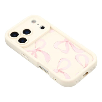iPhone 17 Pro Max Stilfuldt stødsikkert TPU cover med forhøjede kanter - hvid / stor sløjfe