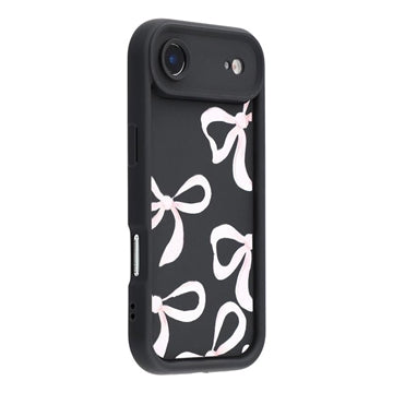 iPhone Air Stilfuldt stødsikkert TPU cover med forhøjede kanter - sort / stor sløjfe