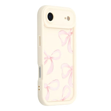 iPhone Air Stilfuldt stødsikkert TPU cover med forhøjede kanter - hvid / stor sløjfe