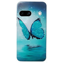 Google Pixel 8a Stilfuld Ultra-Slim TPU Cover - Blå Sommerfugl
