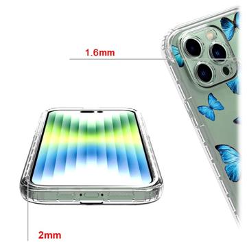 Sweet Armor Series iPhone 14 Pro Max Hybrid Cover - Blå sommerfugl