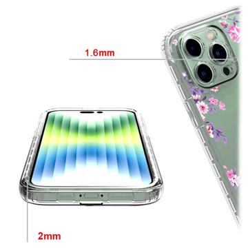 Sweet Armor Series iPhone 14 Pro Max Hybrid Cover - Pink blomster
