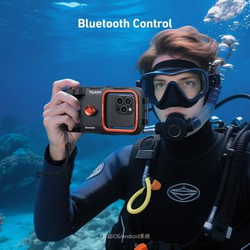 TELESIN universelt dykkeretui til smartphones med Bluetooth-kompatible kontroller - sort