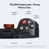 TELESIN universelt dykkeretui til smartphones med Bluetooth-kompatible kontroller - sort