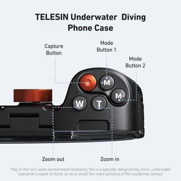TELESIN universelt dykkeretui til smartphones med Bluetooth-kompatible kontroller - sort