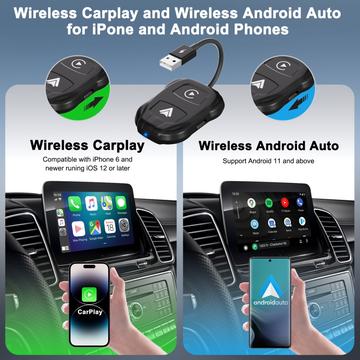 THT-020-9 Bil trådløs Carplay Android Auto Dongle kablet til trådløs adapter - sort