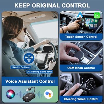 THT-020-9 Bil trådløs Carplay Android Auto Dongle kablet til trådløs adapter - sort