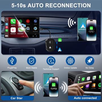 THT-020-9 Bil trådløs Carplay Android Auto Dongle kablet til trådløs adapter - sort