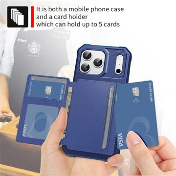 iPhone 17 Pro Max TPU Cover med Kortholder - Blå