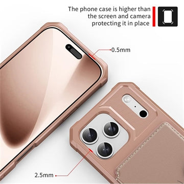 iPhone 17 Pro TPU Cover med Kortholder - Pink