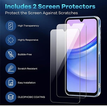 Samsung Galaxy A17/A26 TPU Cover med 2x Skærmbeskyttelse Hærdet Glas - Klar