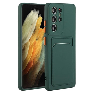 Samsung Galaxy S23 Ultra 5G TPU Cover med Kortholder - Mørkegrøn