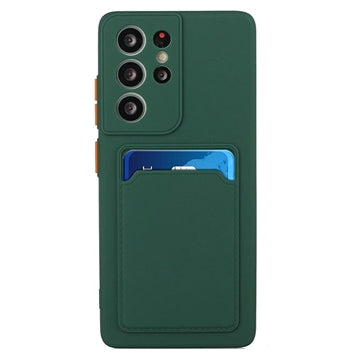 Samsung Galaxy S23 Ultra 5G TPU Cover med Kortholder - Mørkegrøn