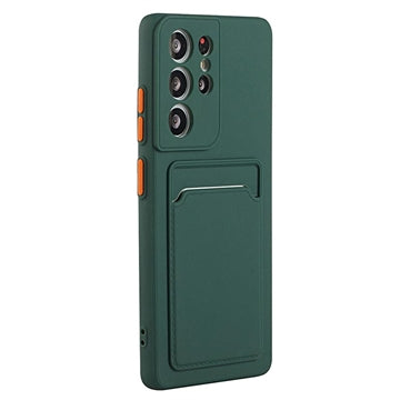 Samsung Galaxy S23 Ultra 5G TPU Cover med Kortholder - Mørkegrøn