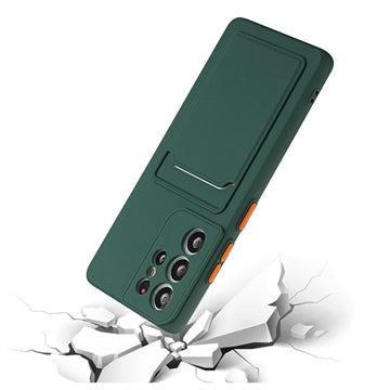 Samsung Galaxy S23 Ultra 5G TPU Cover med Kortholder - Mørkegrøn