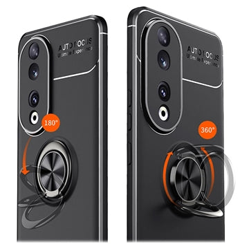 Honor 90 TPU Cover med Ringholder - Sort