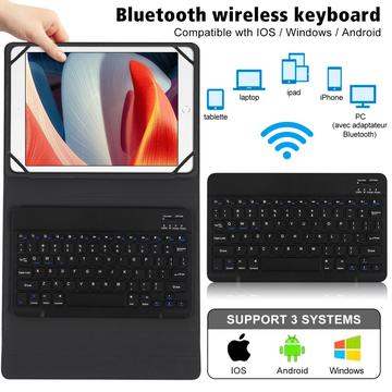 TY3316 Universal tablet-etui med Bluetooth-tastatur - 9-11", amerikansk layout - sort