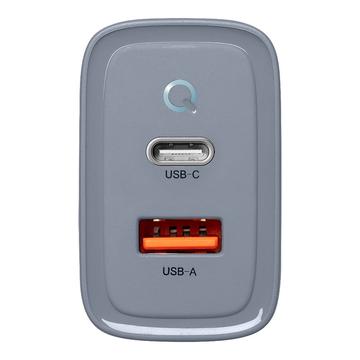 Tactical Microgrid GaN 45W vægoplader - PD3.0 USB-C, QC3.0 USB-A - grå