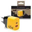 Tactical Microgrid GaN 45W vægoplader - PD3.0 USB-C, QC3.0 USB-A - Gul