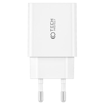 Tech-Protect C35W 2-Ports Netværksoplader - 2xUSB-C - Hvid
