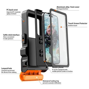 Tech-Protect IPX8 Pro Universal vandtæt dykkeretui 4.7-6.9" - Sort / orange