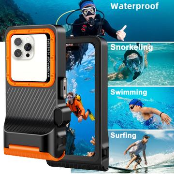 Tech-Protect IPX8 Pro Universal vandtæt dykkeretui 4.7-6.9" - Sort / orange