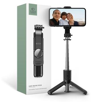 Tech-Protect L02S Kompakt selfie-stang med stativ og Bluetooth - sort