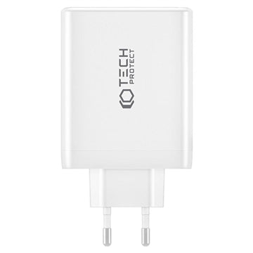 Tech-Protect NC100W-GAN 4-Ports Netværksoplader 100W - 3xUSB-C, USB-A - Hvid