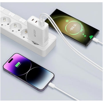 Tech-Protect NC100W-GAN 4-Ports Netværksoplader 100W - 3xUSB-C, USB-A - Hvid