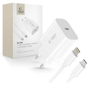 Tech-Protect NC20W vægoplader med Lightning-kabel - hvid