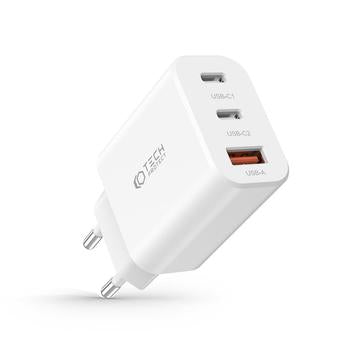 Tech-Protect Network 30W vægoplader m. 2x USB-C & 1x USB-A - hvid