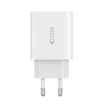 Tech-Protect Network 30W vægoplader m. 2x USB-C & 1x USB-A - hvid