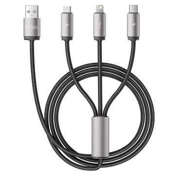 Tech-Protect UltraBoost 3-in-1 Cable - Lightning, USB-C, MicroUSB - 100cm/3.5A - Grå