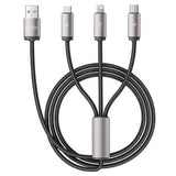 Tech-Protect UltraBoost 3-in-1 Cable - Lightning, USB-C, MicroUSB - 100cm/3.5A - Grå