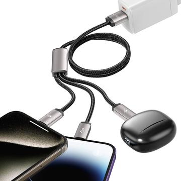 Tech-Protect UltraBoost 3-in-1 Cable - Lightning, USB-C, MicroUSB - 100cm/3.5A - Grå