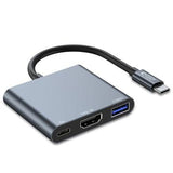 Tech-Protect V1 3-i-1 USB-C Multiport Hub - USB-A / USB-C / HDMI - Grå