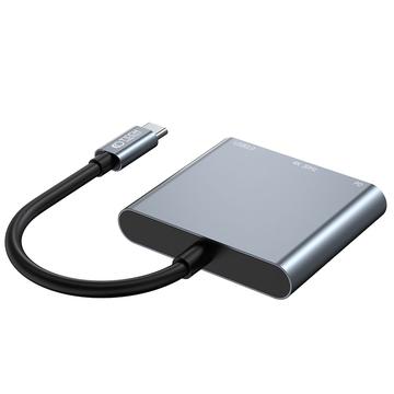 Tech-Protect V1 3-i-1 USB-C Multiport Hub - USB-A / USB-C / HDMI - Grå