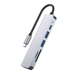 Tech-Protect V4 6-i-1 USB-C hub-adapter - grå