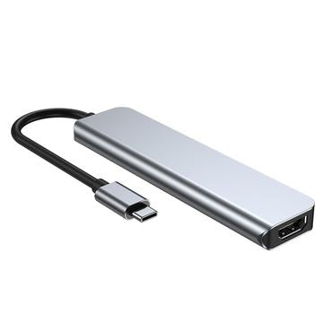 Tech-Protect V4 6-i-1 USB-C hub-adapter - grå