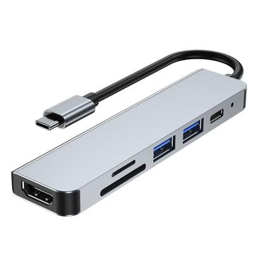 Tech-Protect V4 6-i-1 USB-C hub-adapter - grå