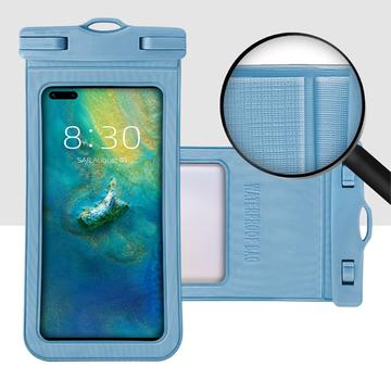 Tekstureret IPX8 vandtæt etui m. rem - 7" - Lyseblå
