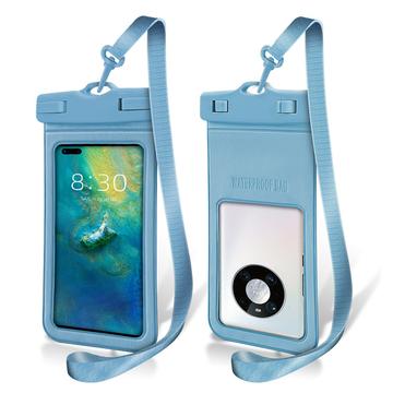 Tekstureret IPX8 vandtæt etui m. rem - 7" - Lyseblå