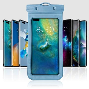 Tekstureret IPX8 vandtæt etui m. rem - 7" - Lyseblå