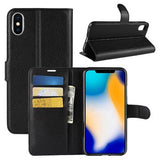 iPhone XS Max Tekstureret Flip Cover med Kortholder - Sort