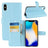 iPhone XS Max Tekstureret Flip Cover med Kortholder - Lyseblå