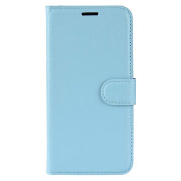 iPhone XS Max Tekstureret Flip Cover med Kortholder - Lyseblå