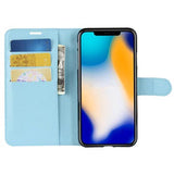 iPhone XS Max Tekstureret Flip Cover med Kortholder - Lyseblå